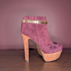 H by Halston Mollie Burgundy Suede Platform Boots